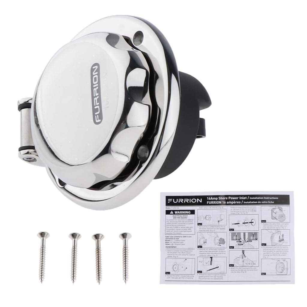 Milageto Enchufe de Acero Inoxidable de 16 Amperios Y 250 V para Conexión a Tierra de Embarcaciones Y Vehículos Recreativos.