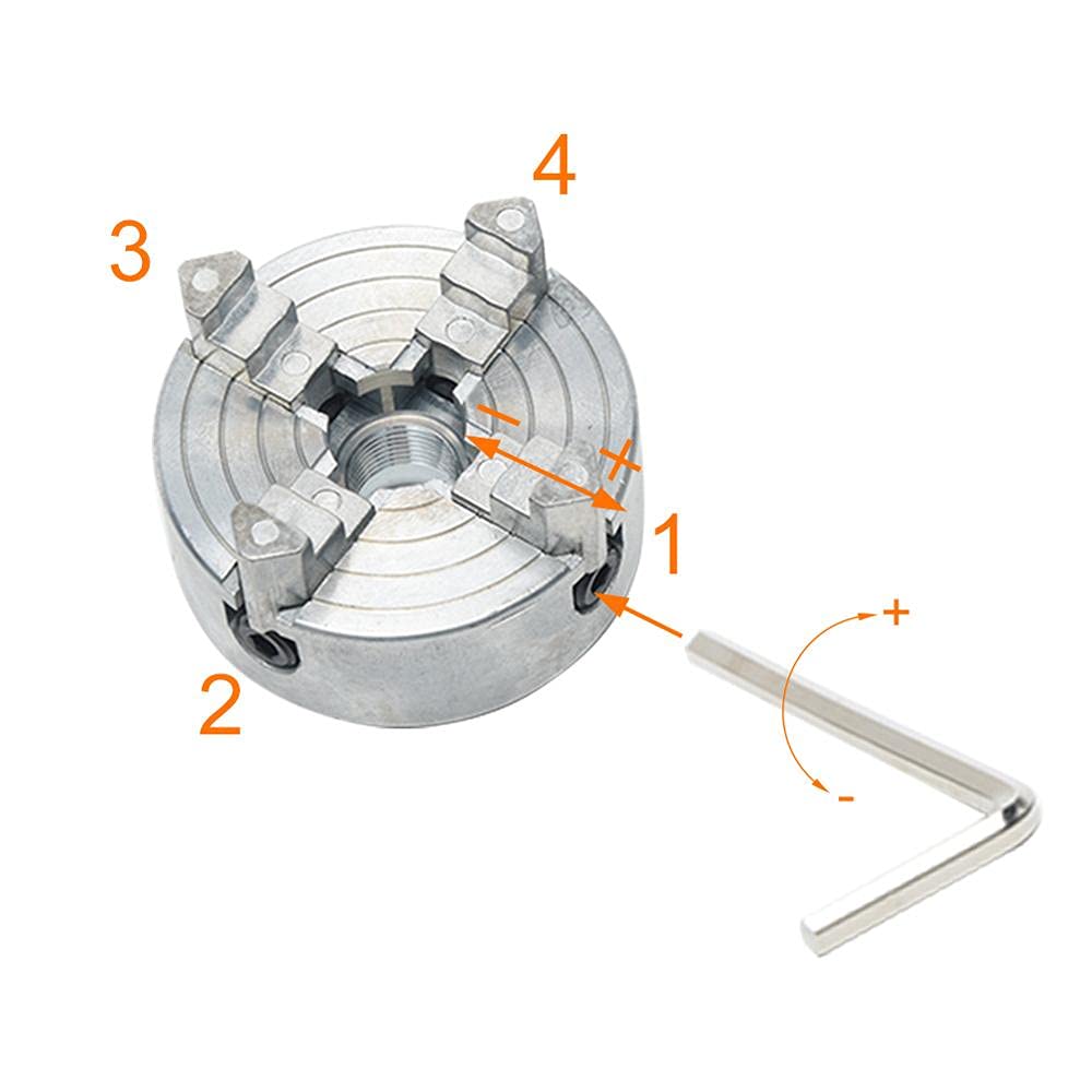 Mandrino 4 griffe per Trapano in lega di zinco Mini tornio Mandrino M12 * 1 Mandrino Trapano elettrico a mano Biella Utensile elettrico per mini tornio in metallo