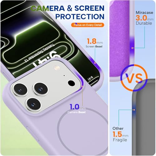 Image of mobistyle Magnetic Silicone Back Cover for iPhone 17 Pro Max 6.9-Inch, Compatible with Mag-Safe, Silky Soft Touch, Shock Absorbing Phone Cover Case with Camera Lens Protection (Purple)