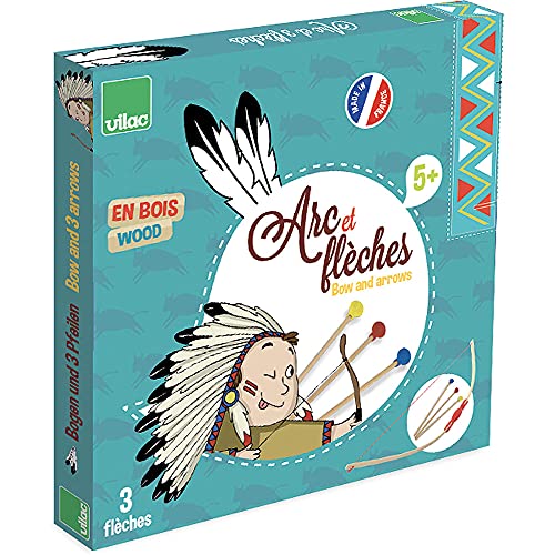 Vilac - 2912 - Jouets En Bois - Arc Démonté + Flêches Boîte Cible