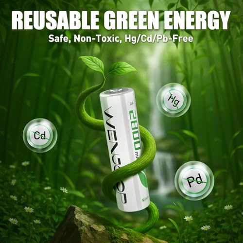 Rechargeable AA Batteries, 2800mAh High-Capacity, NiMH, Double A Battery, Long-Lasting, 8Pack AA Rechargeable Batteries for Household and Office Devices, Pre-Charged - 1.2V Low Self Discharge - Image 6