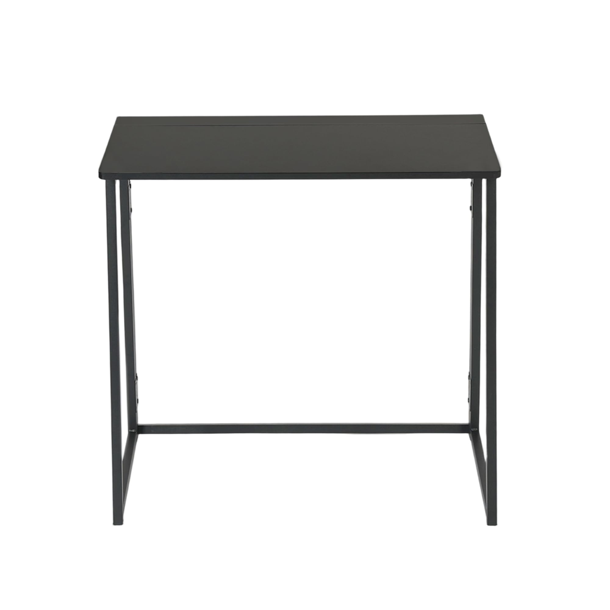 FurnitureR Scrivania compatta e pieghevole, vassoio in legno effetto nero e telaio in metallo, facile da trasportare e riporre, per camera da letto, soggiorno o ufficio, nero, 80 x 40 x 74 cm