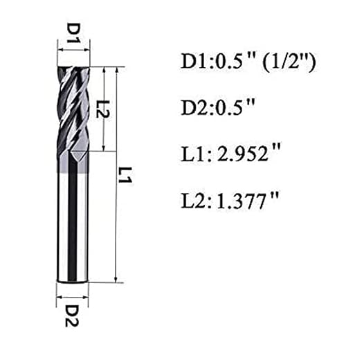 Miniatura 7 de 58 Carburo Cuadrado Fresa De Extremo, HRC 45 Deg De Extremo Único 4 Flautas AlTiN ating Fresas De Molino (58), Plata