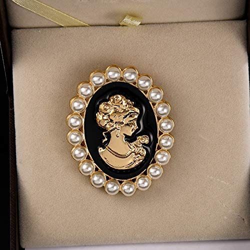 Image of lureme Vintage Elegant Victorian Lady Beauty Cameo with Crystal Brooch Pin (br000017)