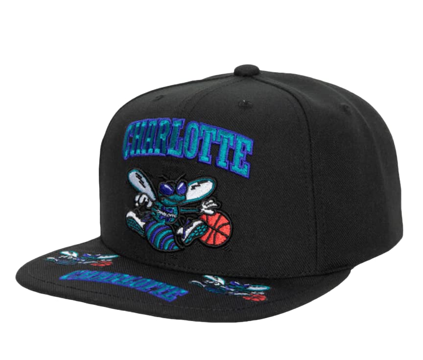 Mitchell & NessCharlotte Hornets Men's Adult Adjustable Snapback Cap Hat Hardwood Classics Black One Size