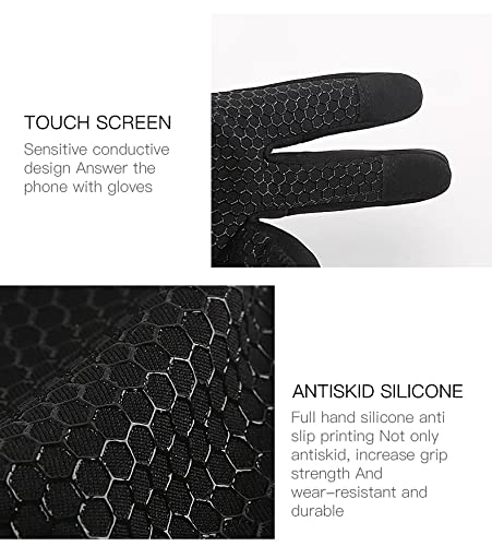 WESTWOOD FOX WFX Cycling Gloves Touchscreen Thermal Running Gloves Black Winter Gloves Warm Windproof Non-slip Fleece Lining Bike Gloves Warm Gloves for Men Women (S, Black) - Image 6
