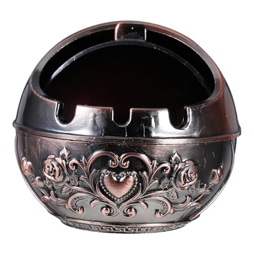 HEALSOPTHY Portable Small Metal Ashtray with Lid Smokeless Car and Travel Outdoor Ash Tray for Patio Home Use Copper Rose