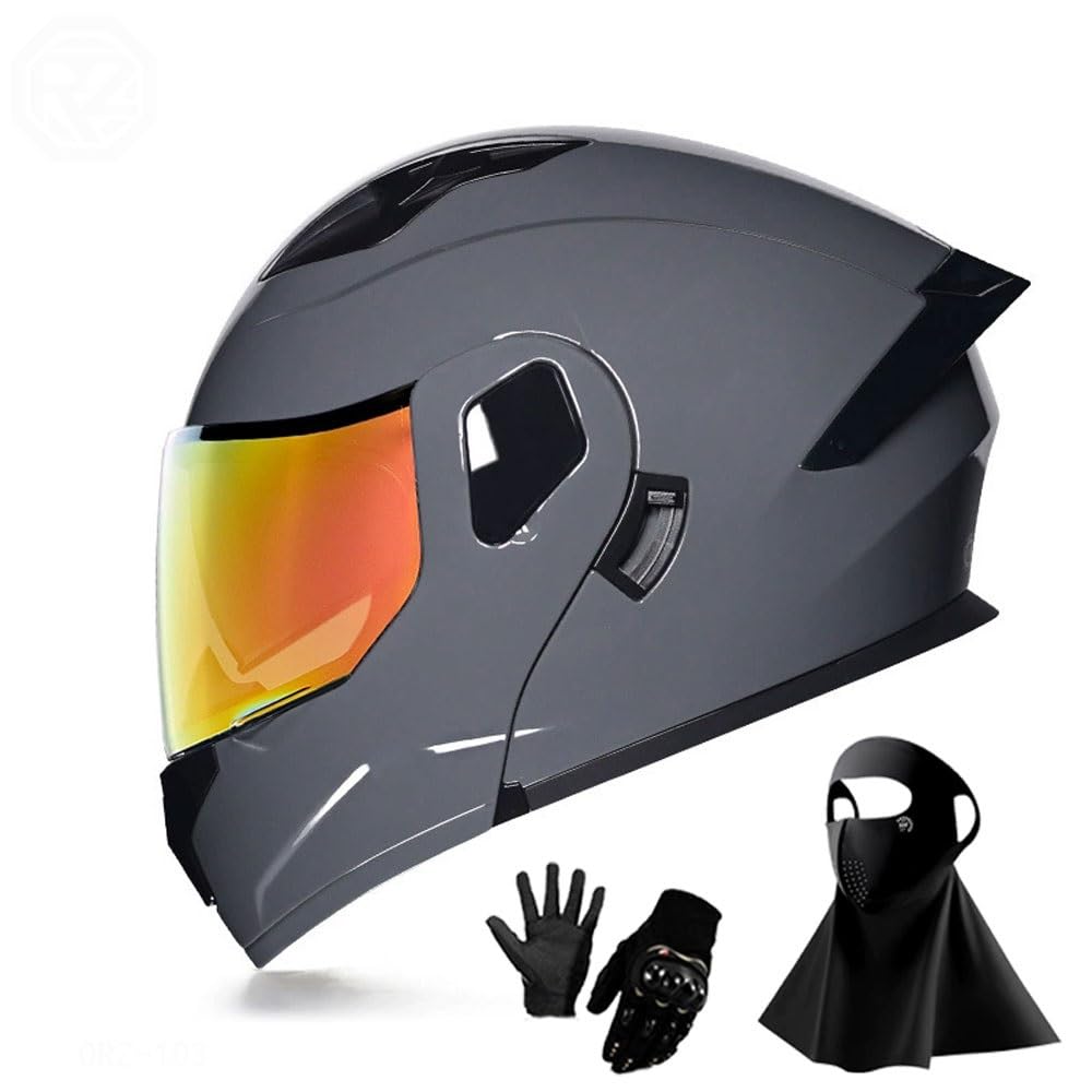 Ragopilen P4 Helmet, Full Face Motorcycle Helmet Approved 2 Visors Black Night Vision Adult Kids M-2Xl 3Pcs(,2Xl(61-62Cm))