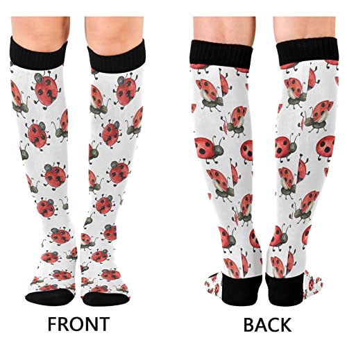 Wusikd Ladybugs Compression Socks for Women and Men Circulation Watercolor Long Socks for Athletic Running 12