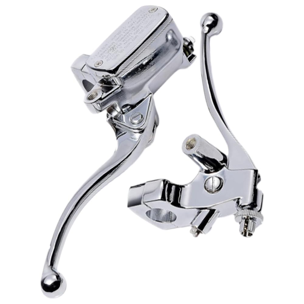 Baceyong Moto 25 mm Levier de maître-cylindre de frein et d'embrayage hydraulique Ensemble de poignées de moto Compatible avec la plupart des motos Chrome