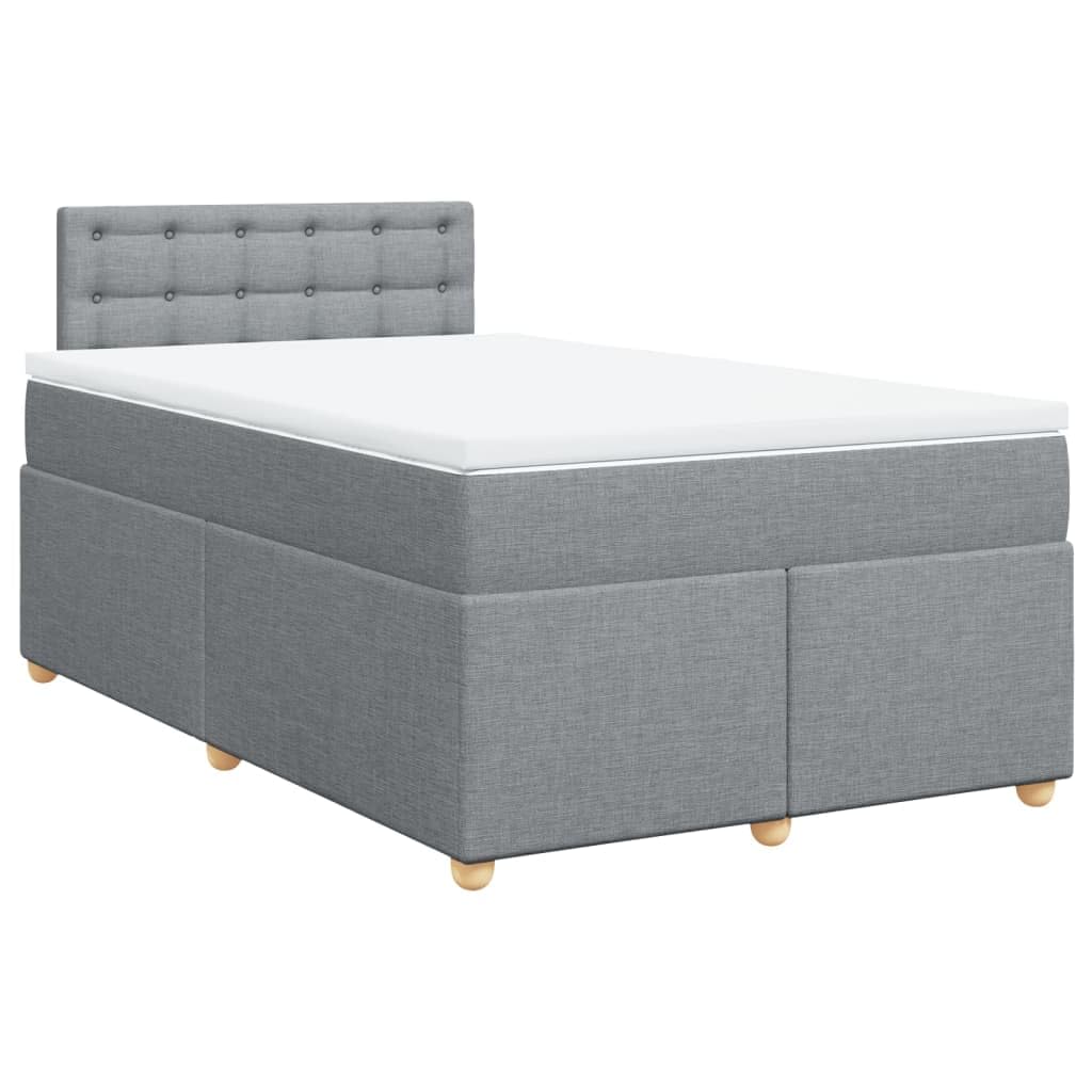 vidaXL Boxspringbett, Polsterbett Bett mit Matratze Matratzenauflage, Bettgestell mit Kopfteil Lattenrost, Doppelbett für Schlafzimmer, Hellgrau 120x200cm Stoff