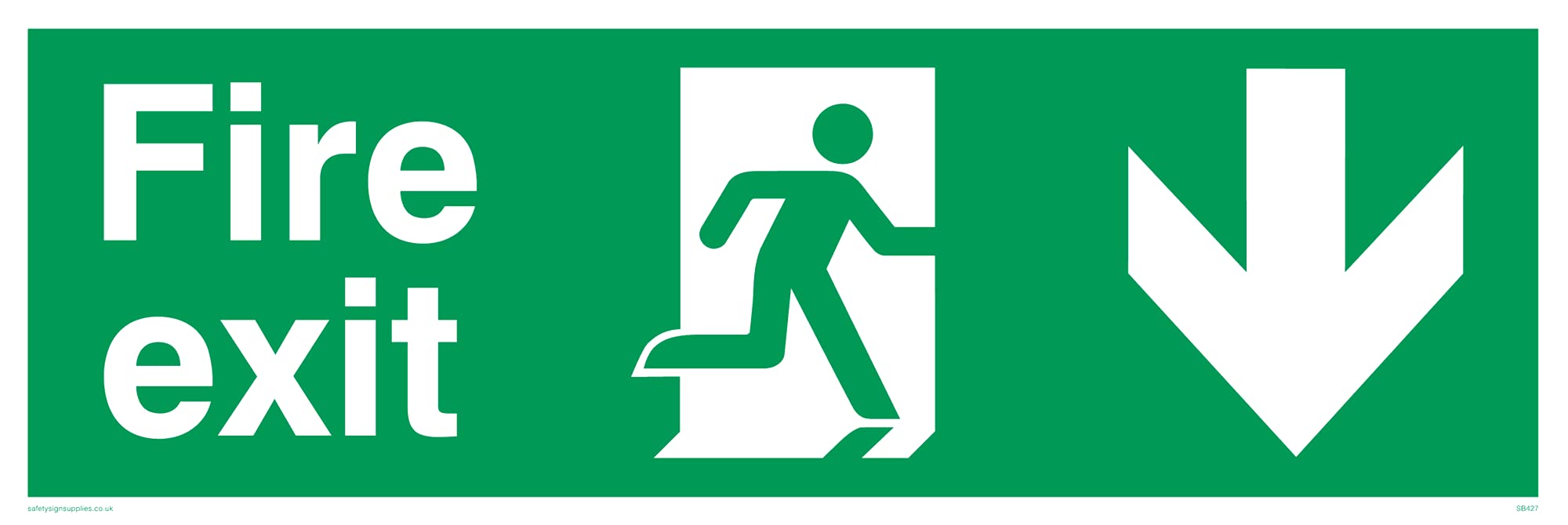 Pack of five - Fire Exit â€“ Down Sign - 300x100mm - L31