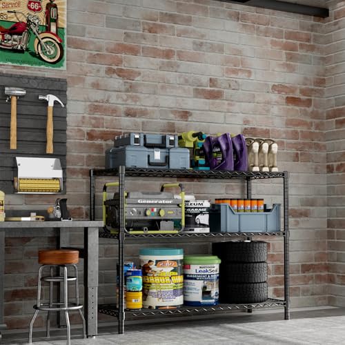 Image of ROOMTEC 3-Tier Wire Shelving Unit,45 inch W*20 inch D*47 inch H,Max Load 1200 lbs