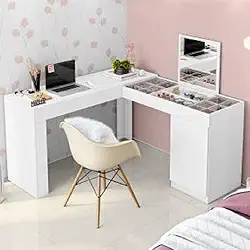 Escrivaninha com Penteadeira De Canto Star Branca