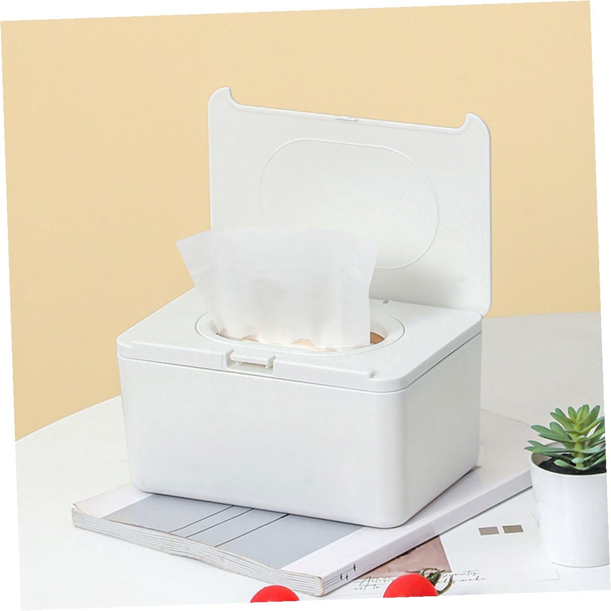 ORFOFE 2 Stück Feuchttuchspender Weiß Wiederverwendbare Feuchttücherbox mit Schutzdeckel Tragbarer Wischeständer für Bad Kinderwagen und Schreibtisch Vielseitiger Aufbewahrungsbehälter