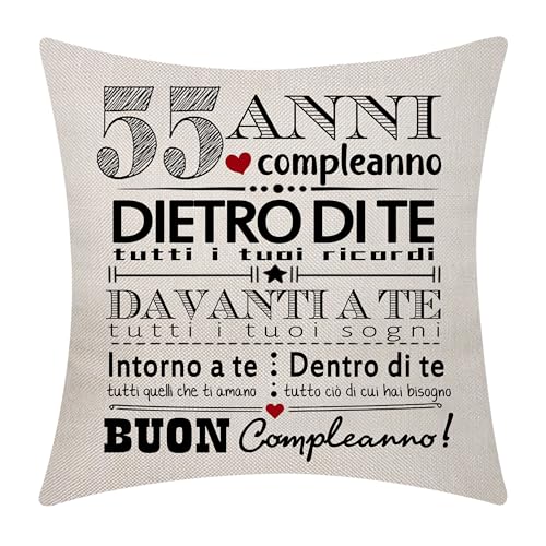 55 ° compleanno Regalo per le Donne Uomini Cushion Covers per 55 anni 55 ° compleanno Buon compleanno Inspirational Compleanno Cushion Cover per Moglie Marito Mamma Papà Zia Amici (55)