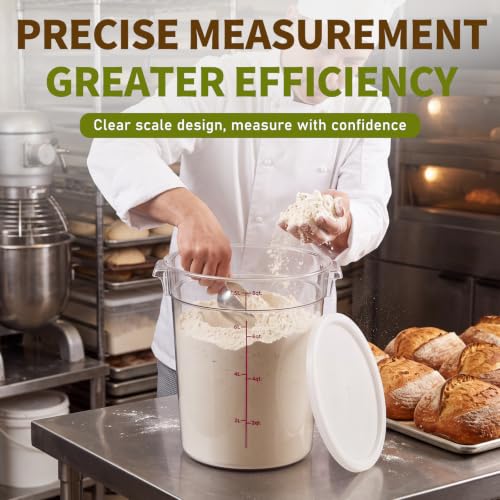 Image of Ziliny 1 Pcs 8 Qt Dough Proofing Container with Lid and Red Scale, White