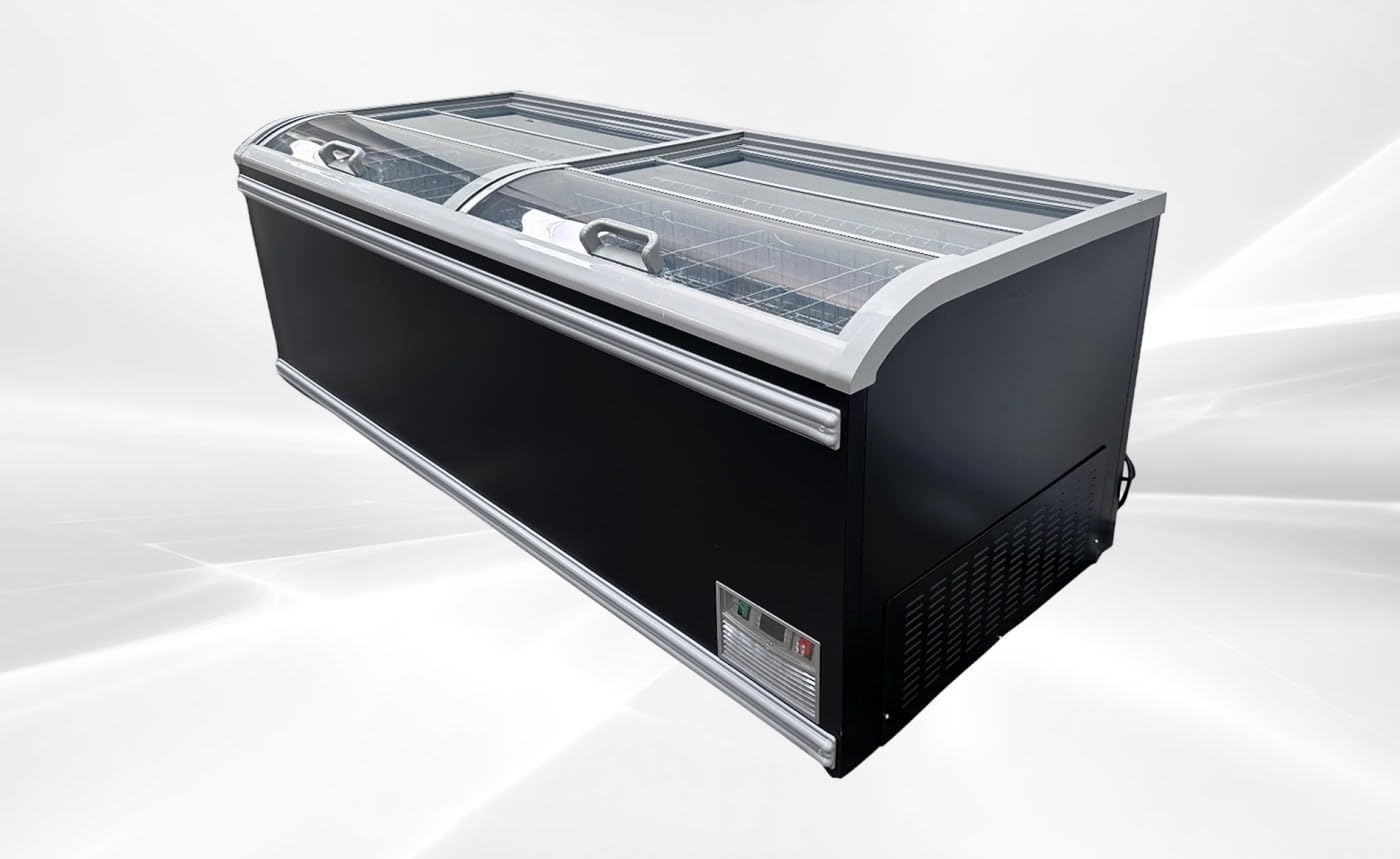 Chest Freezer For Supermarket Meat Freezer Glass Sliding Door 83" Black Showcase Freezer Curve Display Top W/Storage Baskets 21 Cu.Ft Hn21a-U on Fridge.com - View 3