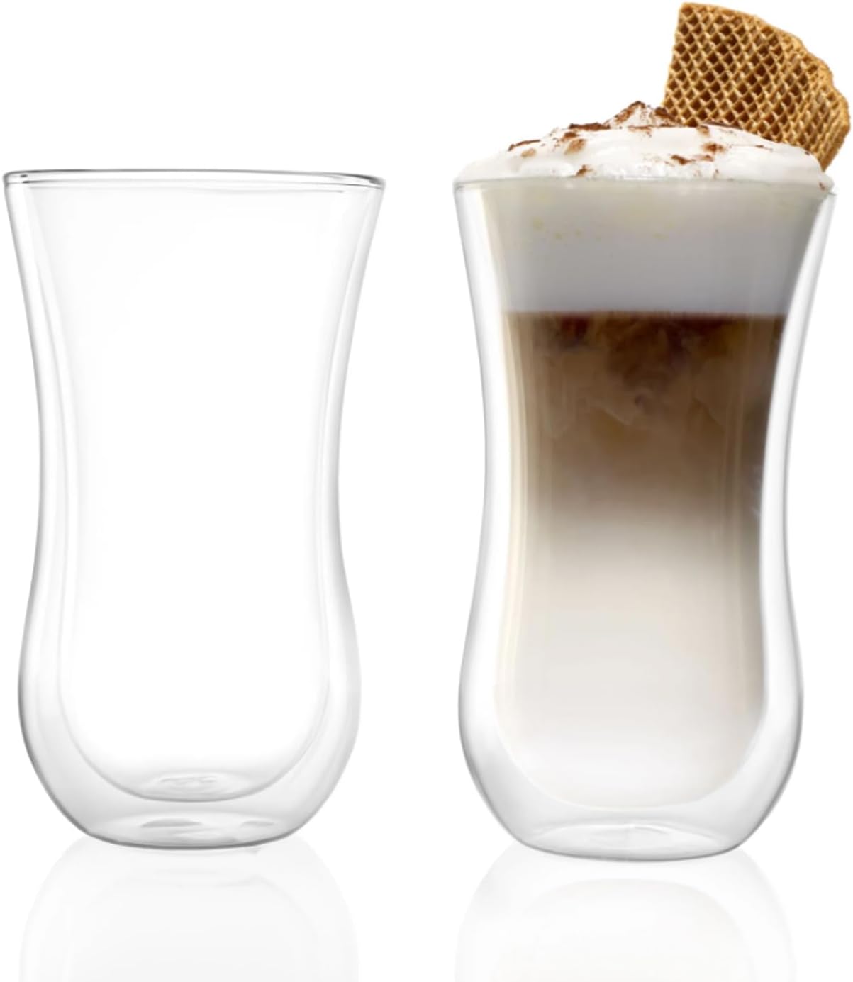 Stölzle Lausitz Set of 2 Coffee 'N More Coffee Glasses (XL / 11.25 Fl oz) Coffee Cups, Double Walled Glass Coffee Mugs for Hot or Cold Drinks - Genuine Stölzle Insulated Glass Mugs