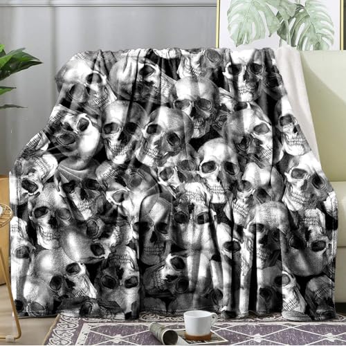 Ultra Soft Fleece Blanket- Lightweight & Warm Throw Blanket for Couch Cozy Plush Sherpa Blanket for Adults Kids Durable & Easy Care (Retro Skull 40x50 in)
