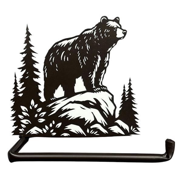 The Bridge Collection Black Bear Toilet Paper Holder for Bathroom Decor