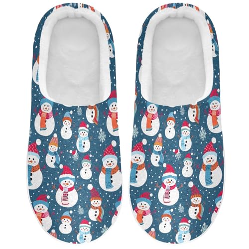 Fuzzy Memory Foam Slippers for Women/Men Christmas Snowman Pattern Fluffy Winter House Shoes Indoor and Outdoor2