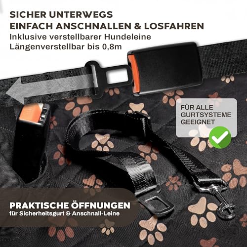 Hainberger Hundedecke Auto Rückbank Wasserabweisende Kratzfeste Autodecke für Hunde wasserdichte rutschfeste Autoschondecke mit Seitenschutz und Sichtfenster,4-in-1 Rücksitzschoner 137x147(mit Muster)