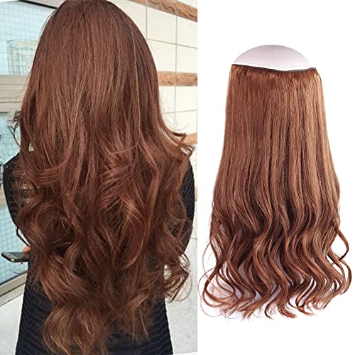 Oreola 20 Inch 120 Gram Remy Halo Hair Extensions Human Hair Auburn Cooper Red Brown Color #33 Invisible Wire Hair Extensions Secret Fish Line Layered Hairpiece