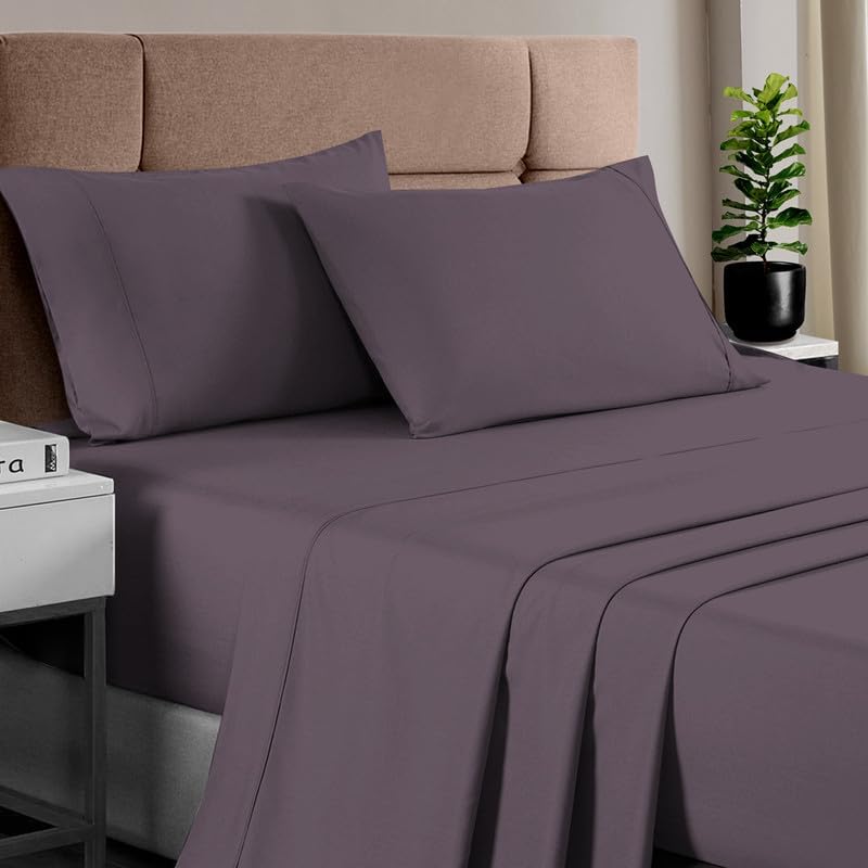 Pizuna - Ropa de cama de 100% tejido de satén de algodón de fibra larga de 400 hilos (juegos de sábanas, juego de funda).