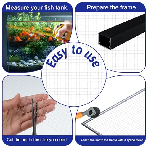 Image of 6.5 x 3.3 ft Clear Mesh Netting Aquarium Mesh DIY Fish Tank Net Transparent Fish Tank Lid Aquarium Top Cover Replacement