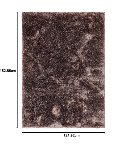 Image of Carpet for Living Room, 4x6 Feet Brown Solid Plain Modern Polyster Luster Shaggy Ultra Thick and Pluffy Soft Shag Area Rug for Your Bedroom, Kid Room, Office and Home