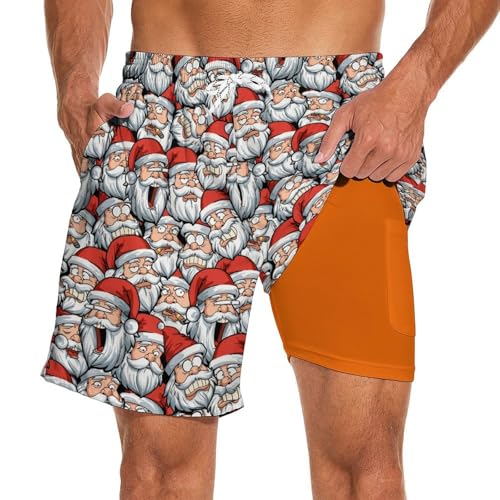 Mens Swim Trunks with Compression Liner Swimming Trunks 7 Inch Bathing Suit Quick Dry Swim Shorts