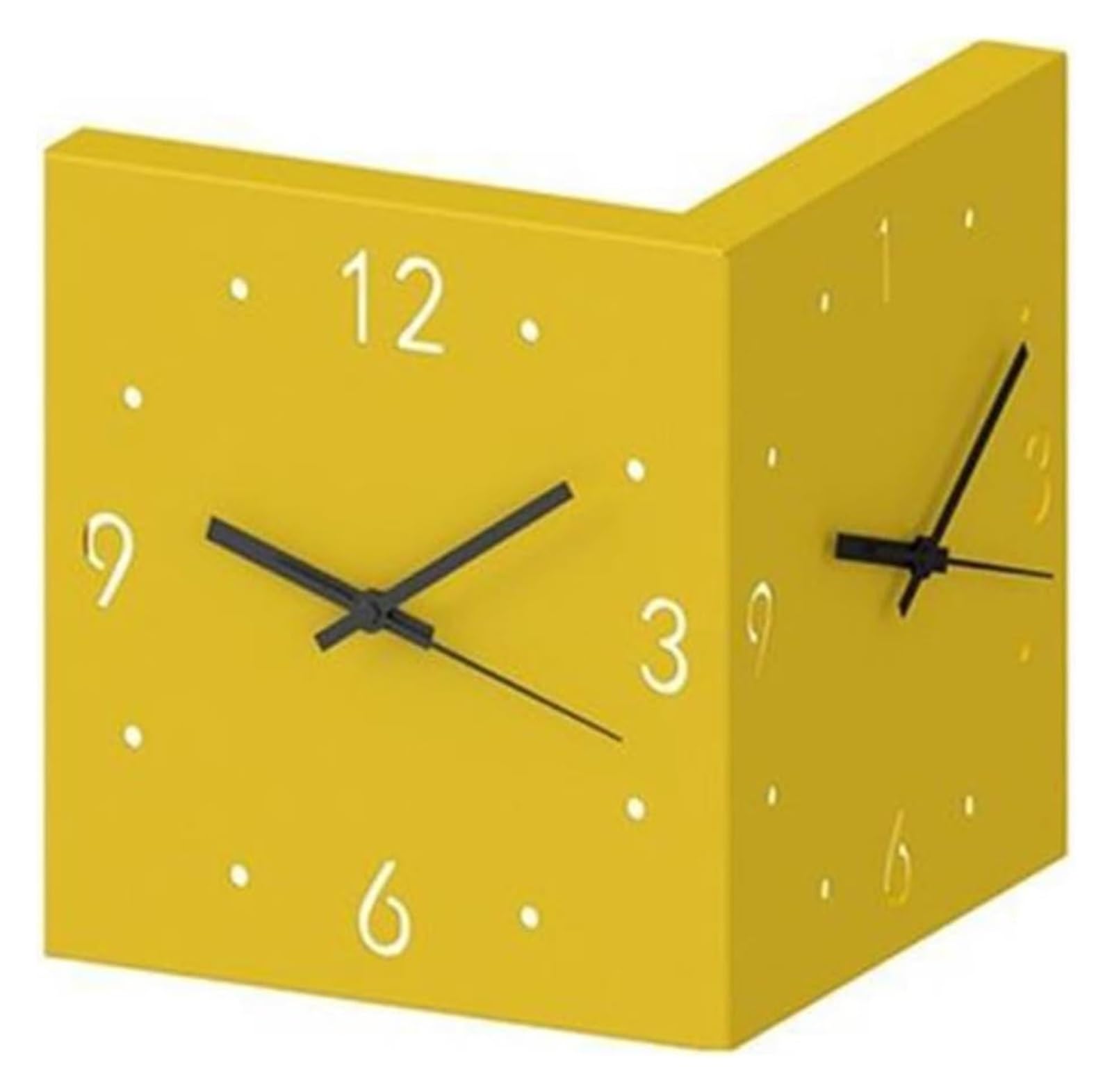 Dekoracje ścienne do domu, Zegar ścienny narożny z oświetleniem LED, czujnik, dwustronny zegar(Yellow)
