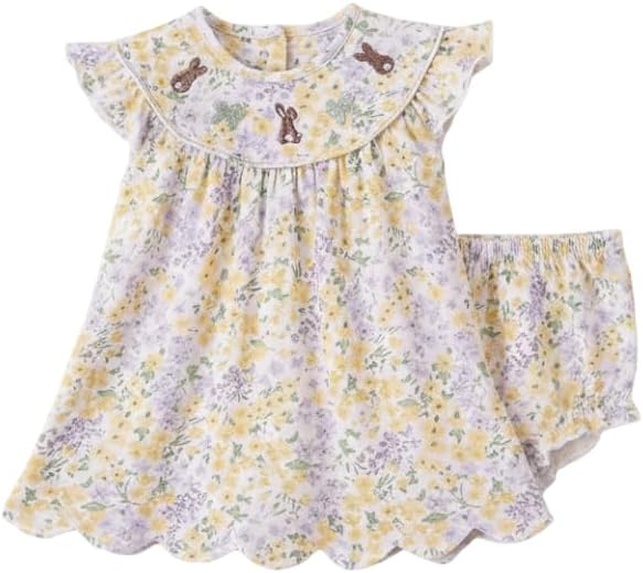 abby&evie Mustard floral bunny embroidery bloomer set