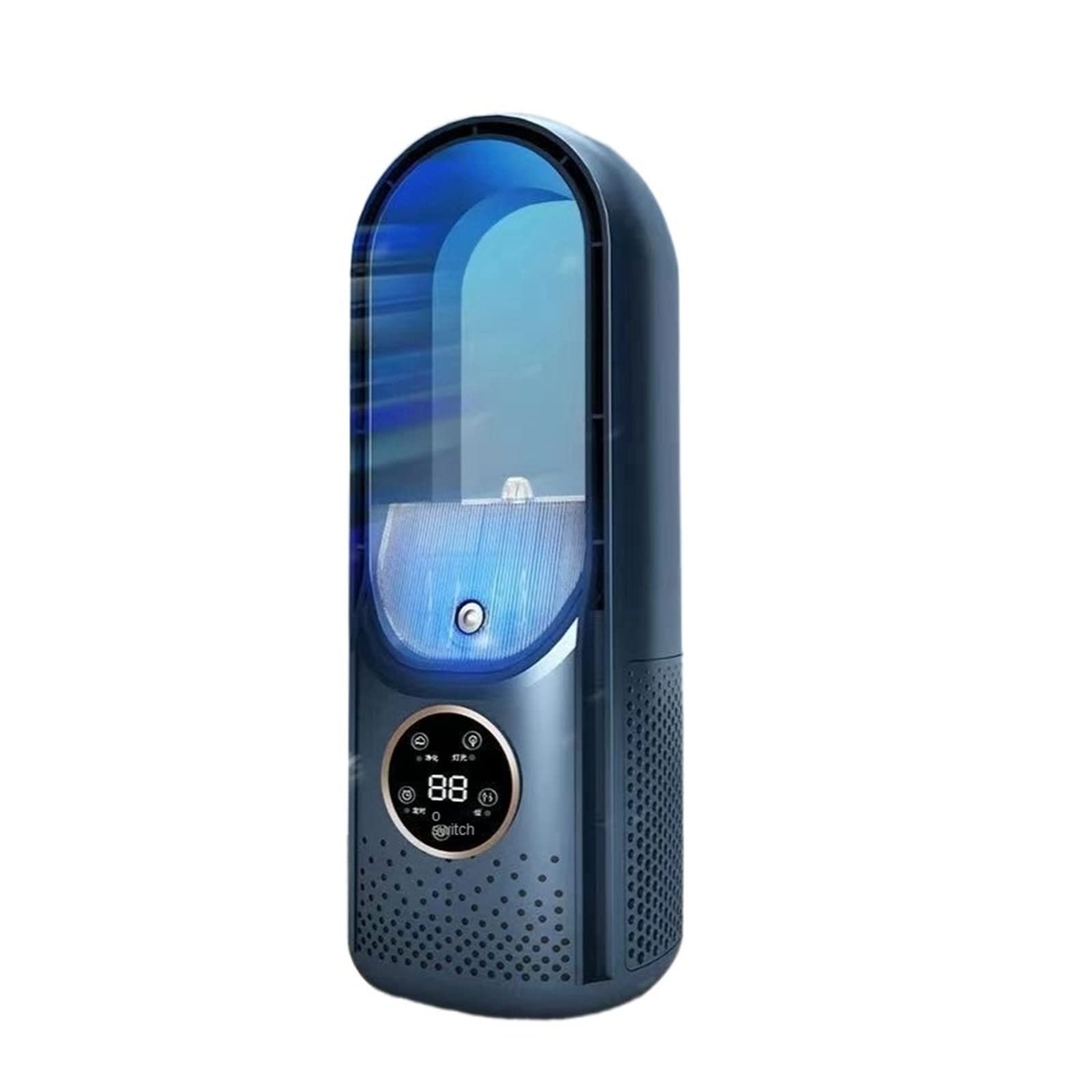 Portable Air Cooler Leafless Electric Fan 6 Speed Silent Timer Conditioner Cooling Humidifier Conditioning Airflow Comfort Refreshing Breeze(Blue)