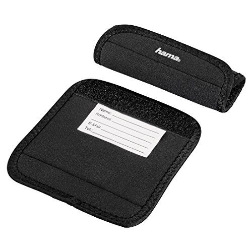 Preisvergleich Produktbild Hama Gepäck Griffschoner (inkl. Adresschild, Polsterung für angenehmes Tragen, erleichtert Gepäck zu erkennen) 2er Set, schwarz