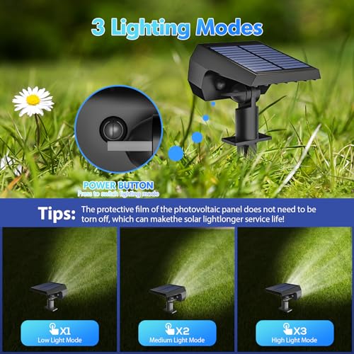 NYMPHY Solar Lights Outdoor Waterproof IP68, 56 LED 3 Lighting Modes Solar Powered Garden Yard Spot Solar Lights for Outside Landscape- 6 Pack (Cool White) by NYMPHY - Image 4