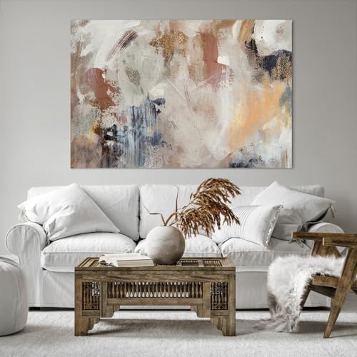 Tableau abstraction minimalisme moderne horizontal pour déco salon épuré - 3