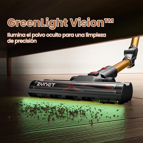 Miniatura 5 de Zynet Aspiradora Sin Cable Escoba S9,45kpa 550w Aspiradora Inalámbrica Con Tubo Plegable Y Base De Carga Mural,Luz Verde,Motor Sin Escobillas,Hasta 45 Min,Para Pelo De Mascotas,Suelos Y Alfombras