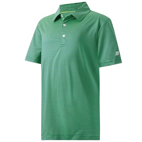 Boys Polo Shirts Short Sleeve Striped Performance Moisture Wicking Dry Fit Golf Shirts for Boys Youth Kids
