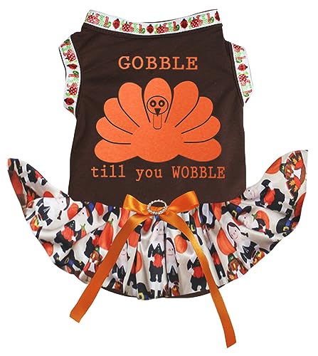 Robe pour chiot marron taille M vêtement Thanksgiving chien Orange Gobble - 2