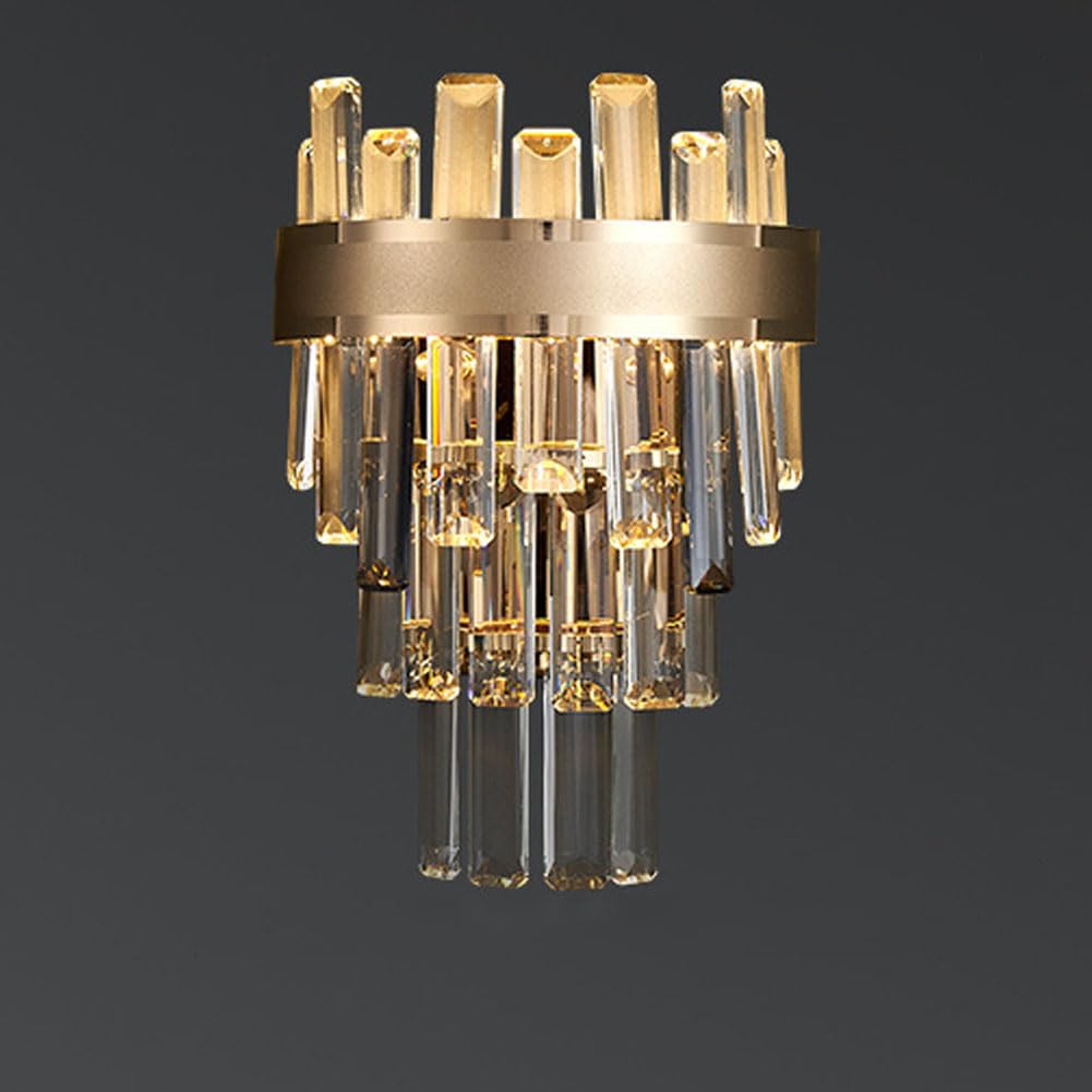 KXEcoLife High-end light luxury crystal chandelier, modern minimalist lamp, multi-tier for bedroom duplex European dining room,(wall sconce) 25cm