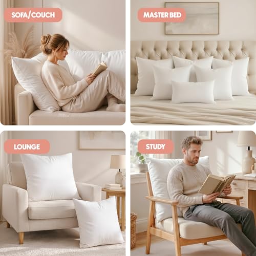 Image of Utopia Bedding Throw Pillows Insert (Pack of 2, White) - 28 x 28 Inches Bed and Couch Pillows - Indoor Decorative Pillows