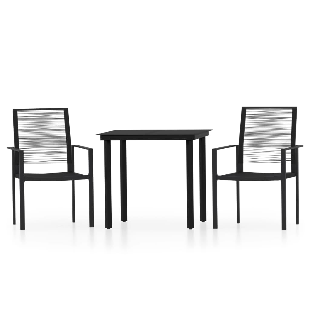 Mobilier à dîner table et chaises pour un repas convivial sur balcon et terrasse de jardin noir