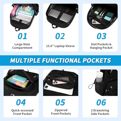 Mesh Backpack, Heavy Duty See Through Backpack Ultra-Lightweight Net Bookbag Breathable Transparent Bookbag for School Beach Sports Gym Travel, Black4