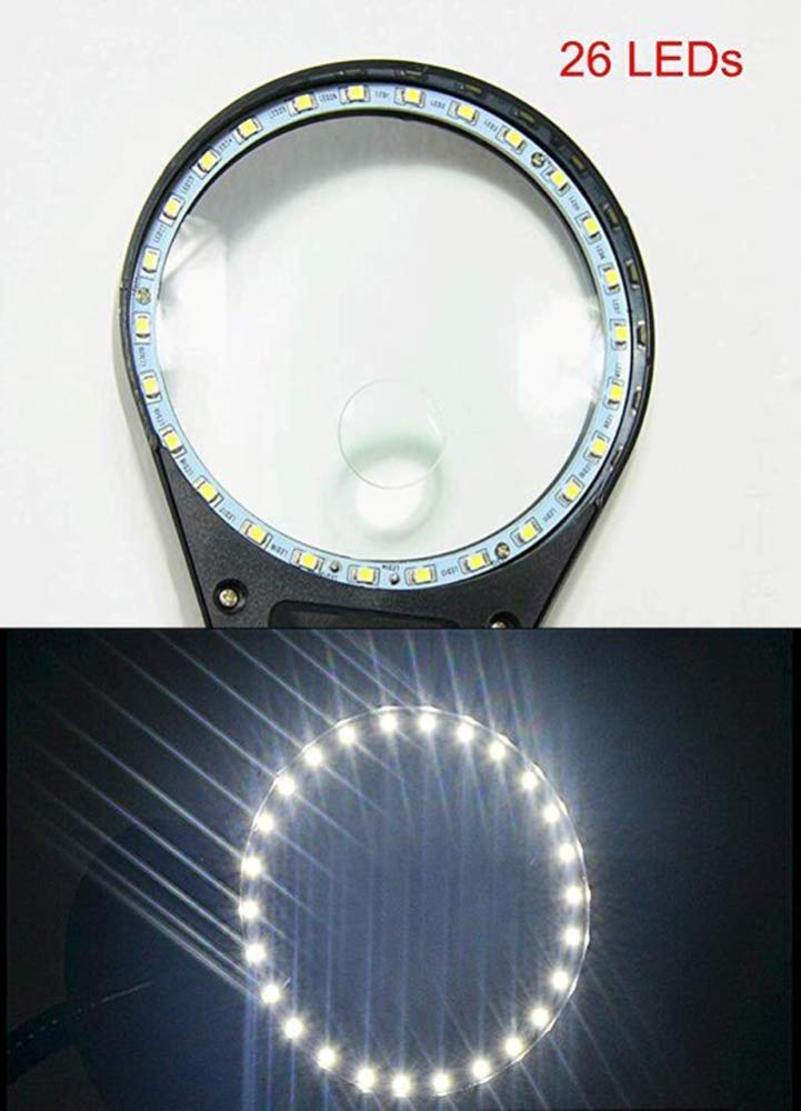 Lampa powiększająca LED, 3x10x lupa w świetle dziennym, bez użycia rąk oraz lampa stołowa i biurkowa, przenośna, regulowana, podświetlana lupa USB do czytania charitable