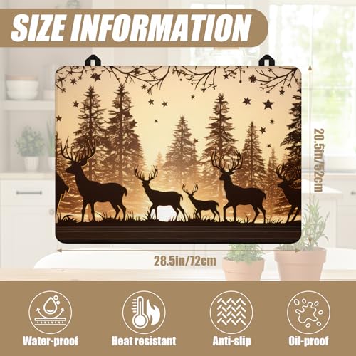 Image of Forest Deer Stove Top Covers for Electric Stove, Wild Animals Electric Gas Stove Pad Heat Resistant Range Cooktop Protector for Home Decor Kitchen 28 inchx20 inch