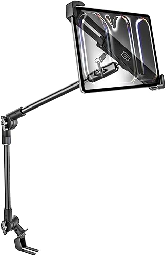 woleyi Soporte antirrobo para tablet de asiento de coche o camión, soporte de seguridad resistente para tableta de piso de automóvil con brazo