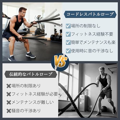 Wikcieh バトルロープ コードレス 2本セット