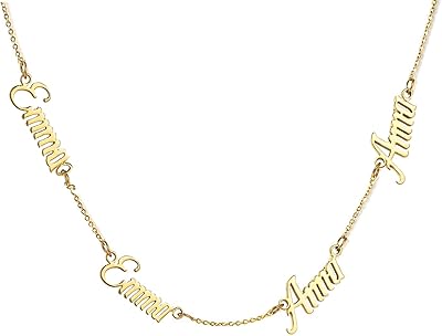 14K Gold Personalized Name Necklace - 14K Solid Gold Custom One, Two, Three or More Names Chain Necklace Gift for Women Girls